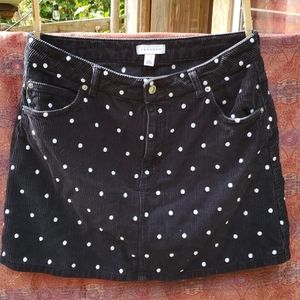 TOPSHOP Navy Polkadot Courderoy Mini Skirt sz 10